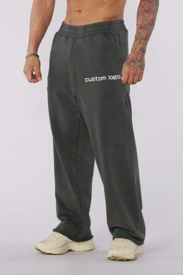 Streetwear Custom Mens Oversized Boxy Fit Vintage Heavyweight French Terry Acid Washed Straight Leg Baggy Sweatpants
