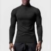 Running Long Sleeve 1/4 Zip Sport T Shirt Bodybuilding T-Shirt for Gym Fitness Exercise Tight Zipper Collar TShirts Mens