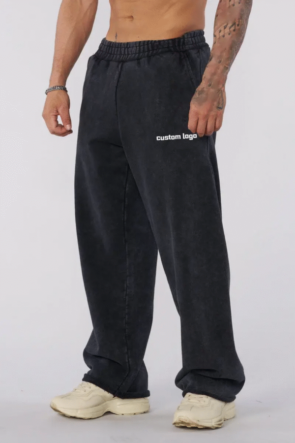 Streetwear Custom Mens Oversized Boxy Fit Vintage Heavyweight French Terry Acid Washed Straight Leg Baggy Sweatpants