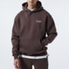 Street Wear Fashion Men Custom Pullover Oversized Heavy Hoodie Brown Organic 100% Cotton Printed Unisex Plain Hoodies