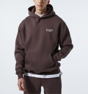 Street Wear Fashion Men Custom Pullover Oversized Heavy Hoodie Brown Organic 100% Cotton Printed Unisex Plain Hoodies