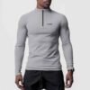 Running Long Sleeve 1/4 Zip Sport T Shirt Bodybuilding T-Shirt for Gym Fitness Exercise Tight Zipper Collar TShirts Mens